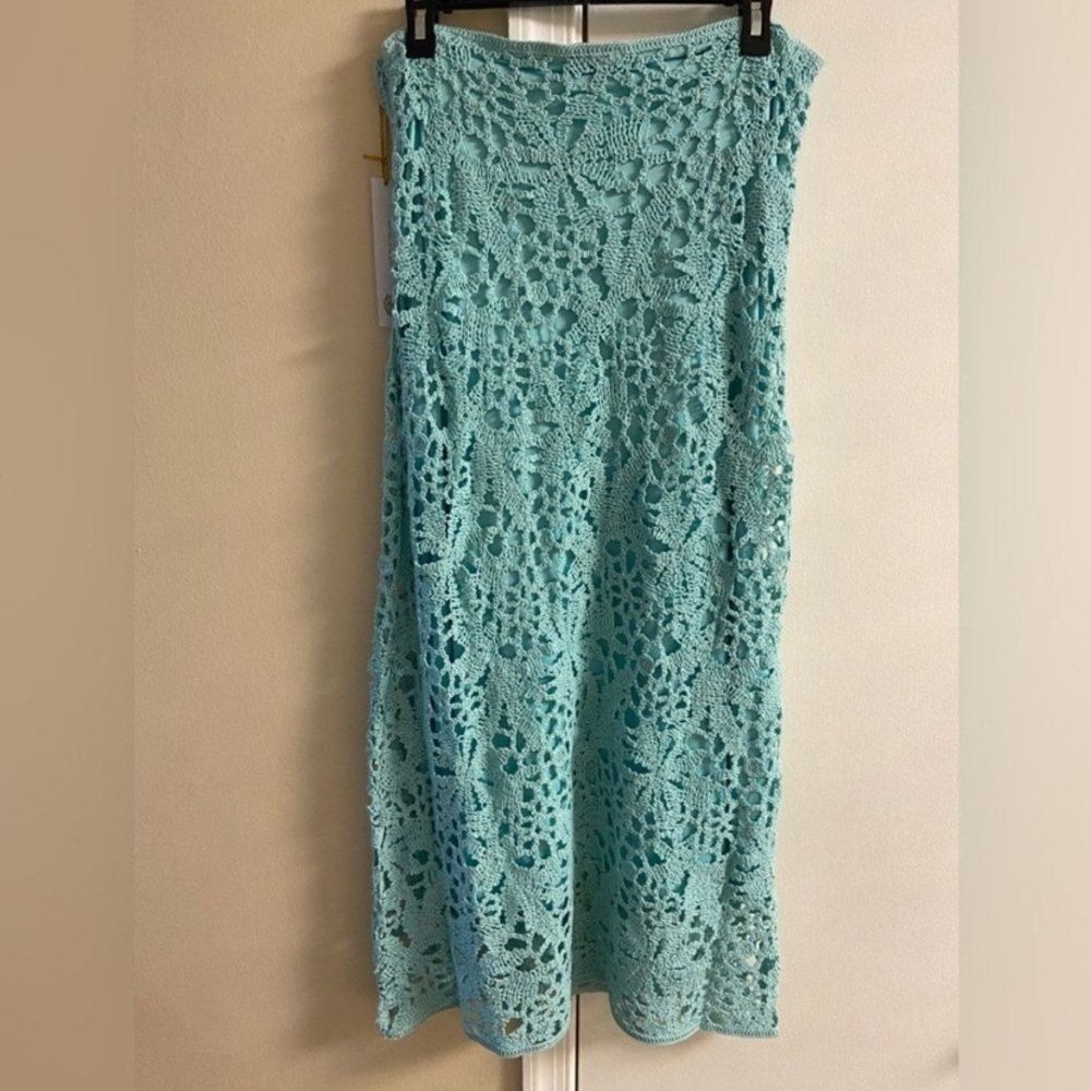 House of Harlow 1960 Sky green Crochet maxi skirt set Medium NWT - Picture 8 of 10